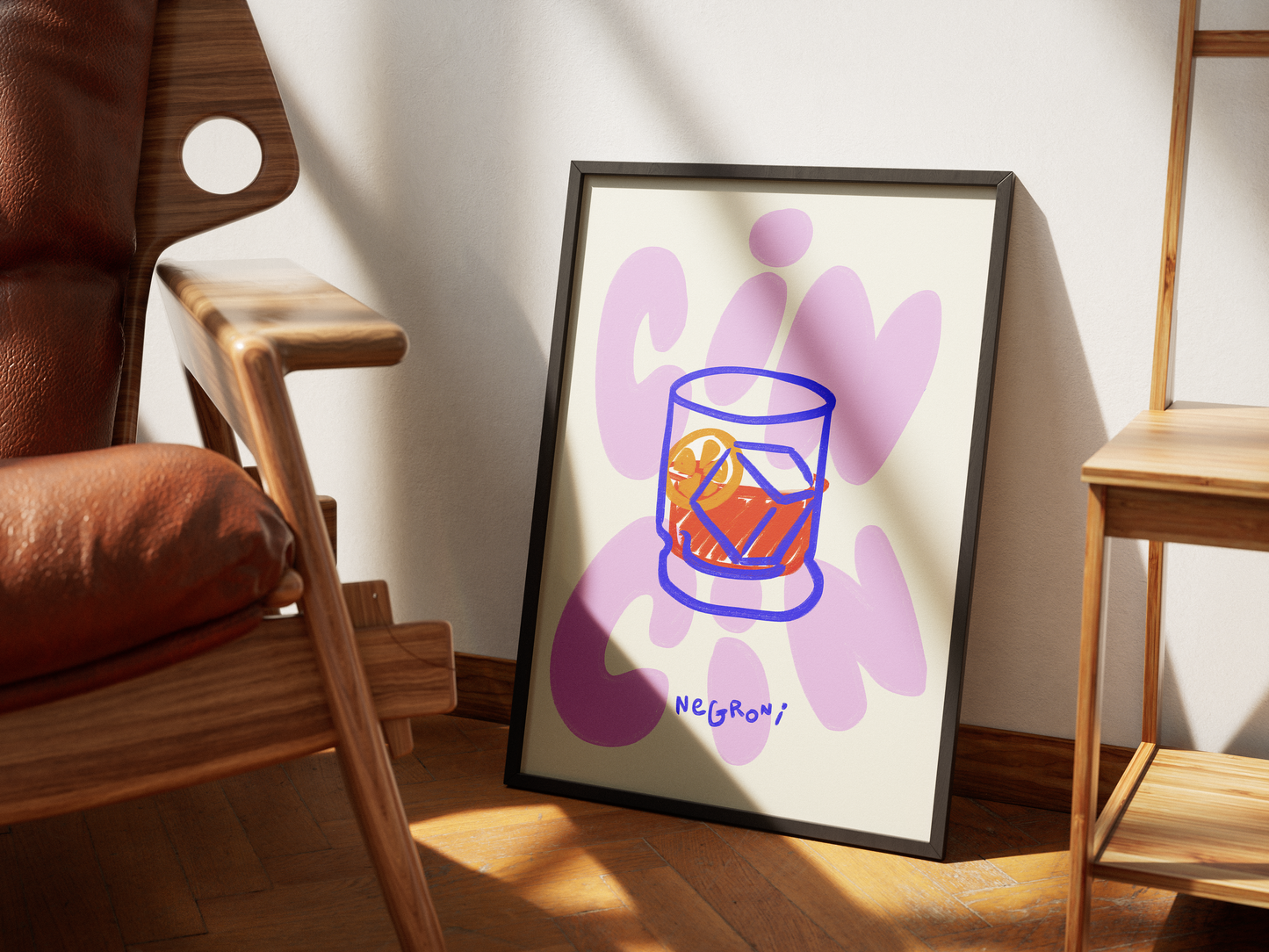 Abstract Negroni Cocktail Art Print PRINTABLE DIGITAL DOWNLOAD