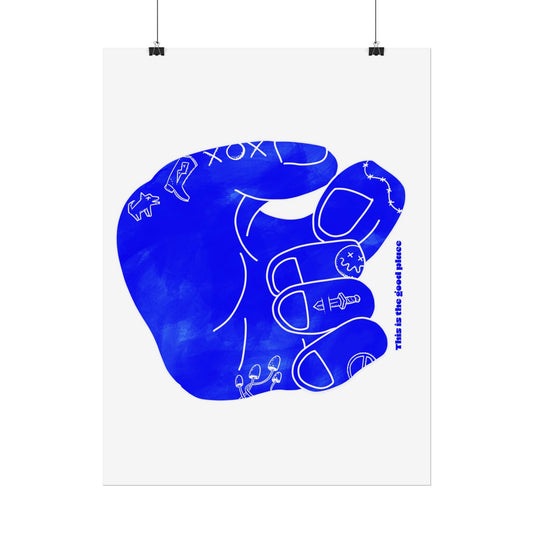 Abstract Blue Art Print Fine Art Print Abstract Figurative Hand Wall Art Decor