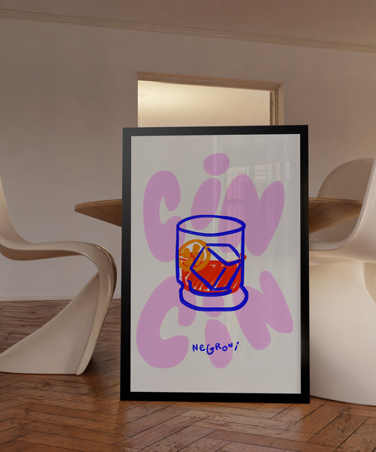 Abstract Negroni Cocktail Art Print